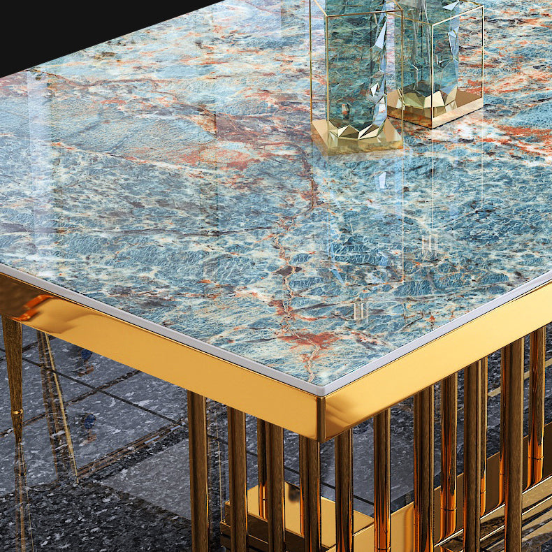 Glam Dining Stone Table Dining Rectangle Table with Metal Legs for Home Use Clearhalo 'Dining Tables & Seating' 'Dining Tables' 'dining_table' 'furn' 'furn_dining_table' 'Furniture' 'Kitchen & Dining Furniture' 6304182