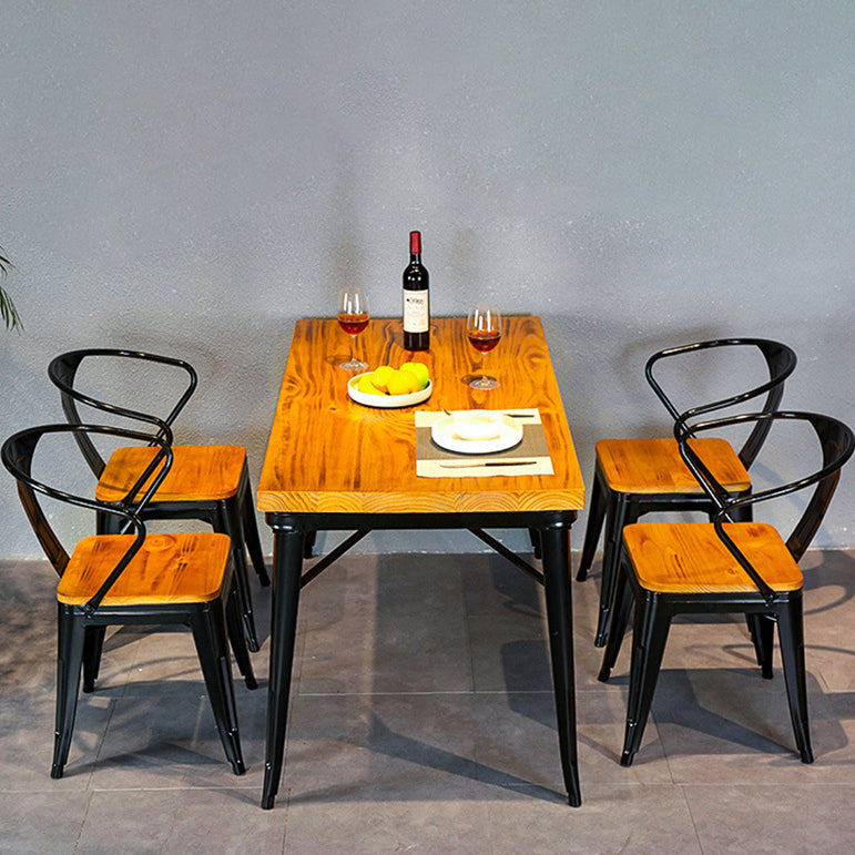 Rectangle Black Base Dining Table Industrial Wood Table for Bar Clearhalo 'Dining Tables & Seating' 'Dining Tables' 'dining_table' 'furn' 'furn_dining_table' 'Furniture' 'Kitchen & Dining Furniture' 6304216