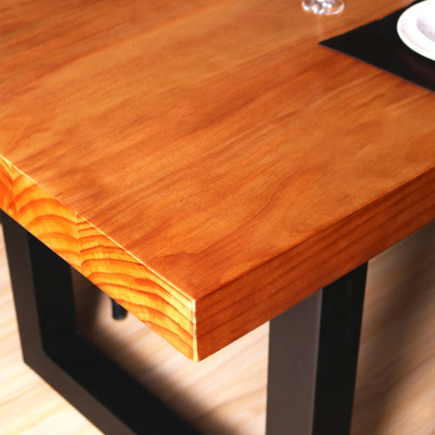 Rectangle Double Base Dining Table Industrial Wood Table for Dining Room Clearhalo 'Dining Tables & Seating' 'Dining Tables' 'dining_table' 'furn' 'furn_dining_table' 'Furniture' 'Kitchen & Dining Furniture' 6304233