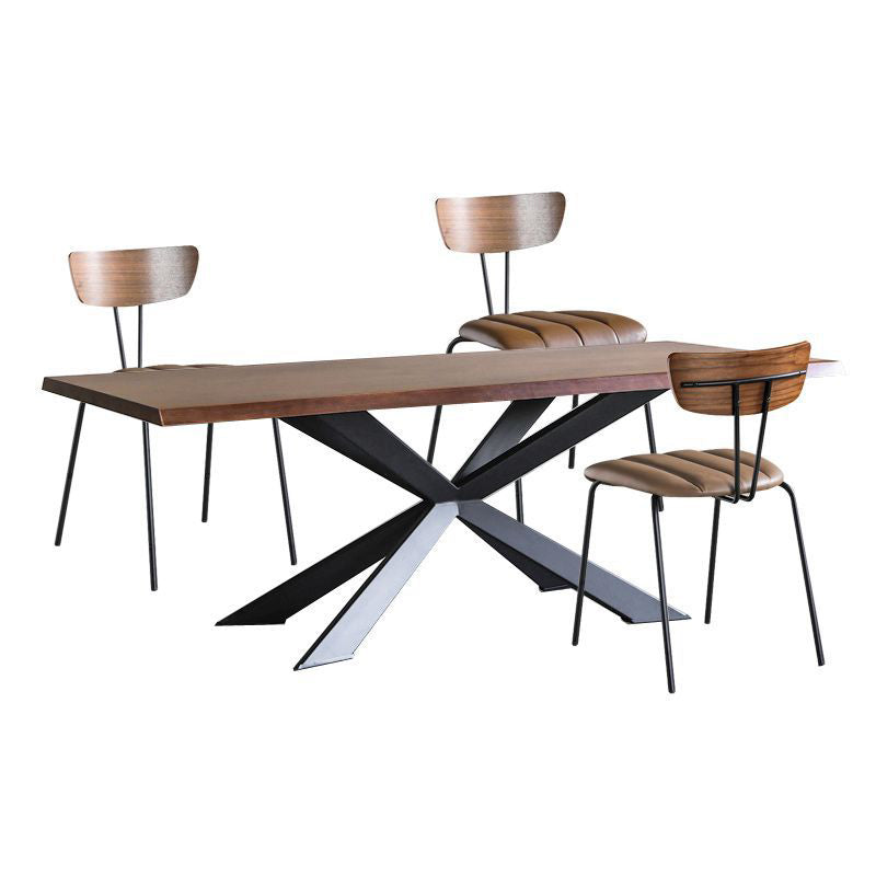 Rectangle Black Base Dining Table Industrial Wood Table for Dining Room