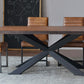Rectangle Black Base Dining Table Industrial Wood Table for Dining Room