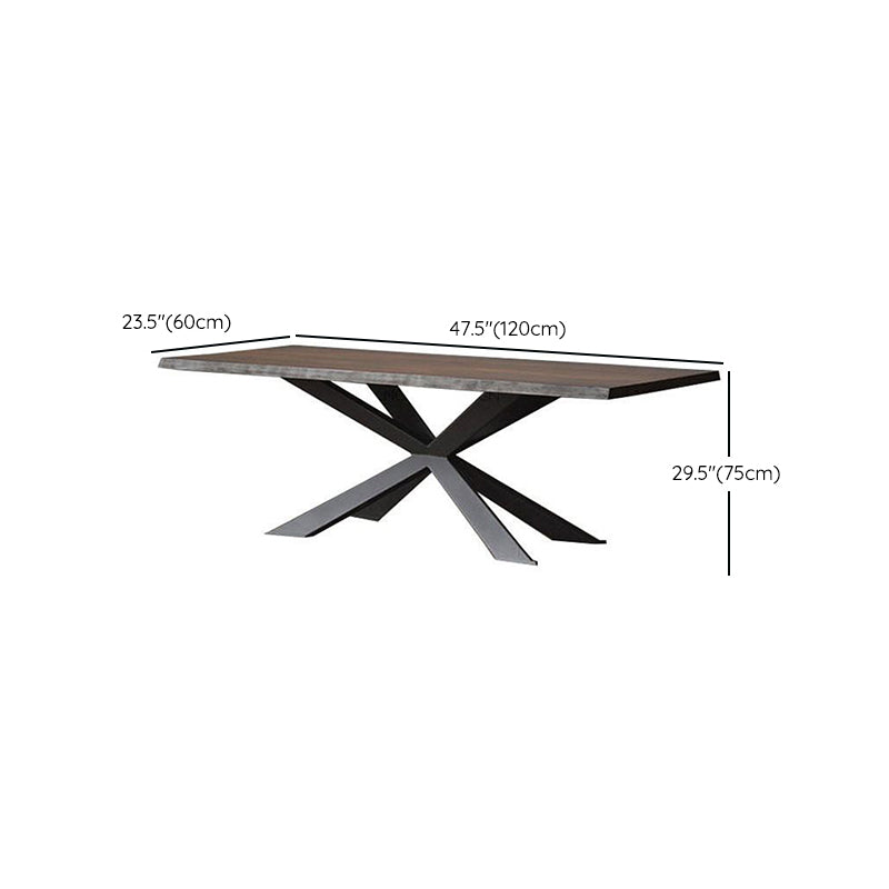 Rectangle Black Base Dining Table Industrial Wood Table for Dining Room