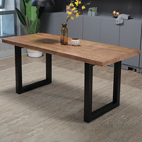 Rectangle Double Base Dining Table Industrial Wood Table for Kitchen Black Without Chairs Clearhalo 'Dining Tables & Seating' 'Dining Tables' 'dining_table' 'furn' 'furn_dining_table' 'Furniture' 'Kitchen & Dining Furniture' 6304258