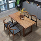 Rectangle Double Base Dining Table Industrial Wood Table for Kitchen Brown 47.2"L x 23.6"W x 29.5"H Without Chairs Clearhalo 'Dining Tables & Seating' 'Dining Tables' 'dining_table' 'furn' 'furn_dining_table' 'Furniture' 'Kitchen & Dining Furniture' 6304261