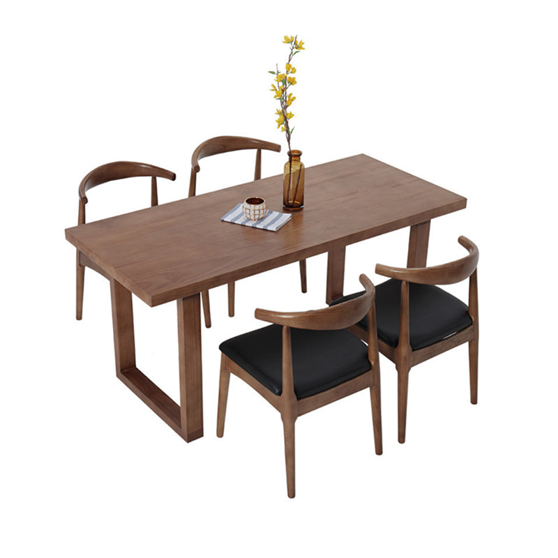 Rectangle Double Base Dining Table Industrial Wood Table for Kitchen Clearhalo 'Dining Tables & Seating' 'Dining Tables' 'dining_table' 'furn' 'furn_dining_table' 'Furniture' 'Kitchen & Dining Furniture' 6304266