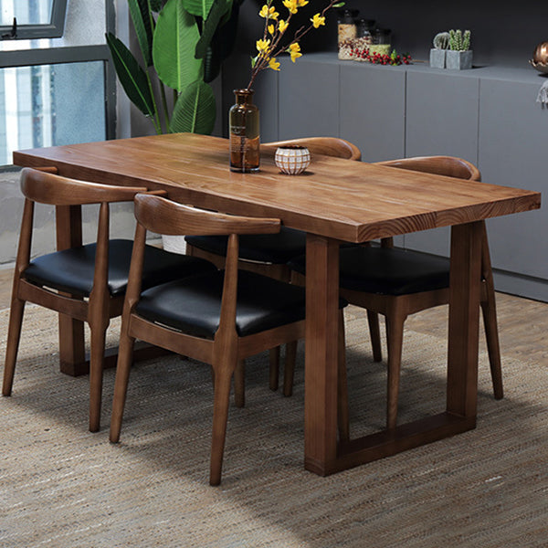 Rectangle Double Base Dining Table Industrial Wood Table for Kitchen Clearhalo 'Dining Tables & Seating' 'Dining Tables' 'dining_table' 'furn' 'furn_dining_table' 'Furniture' 'Kitchen & Dining Furniture' 6304267