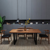 Rectangle Double Base Dining Table Industrial Wood Table for Kitchen Clearhalo 'Dining Tables & Seating' 'Dining Tables' 'dining_table' 'furn' 'furn_dining_table' 'Furniture' 'Kitchen & Dining Furniture' 6304269