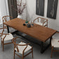 Mesa de comedor rectangular con base negra, mesa de madera industrial para cocina