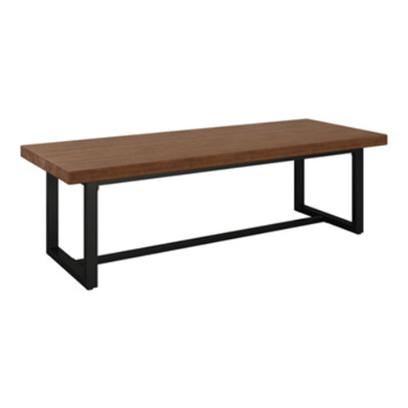Mesa de comedor rectangular con base negra, mesa de madera industrial para cocina