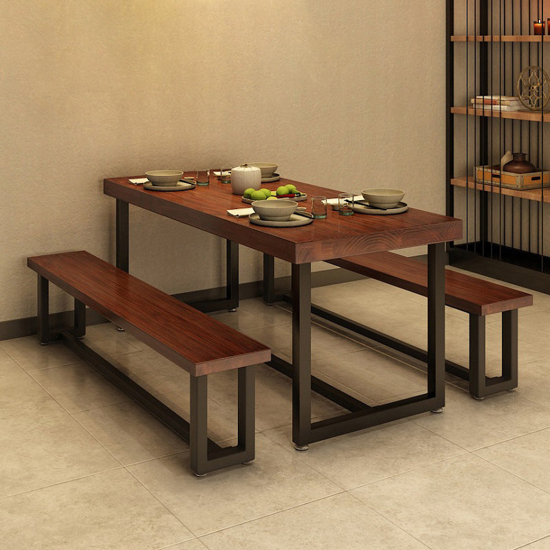 Tavolo da pranzo rettangolare con base nera Tavolo industriale in legno di pino per cucina