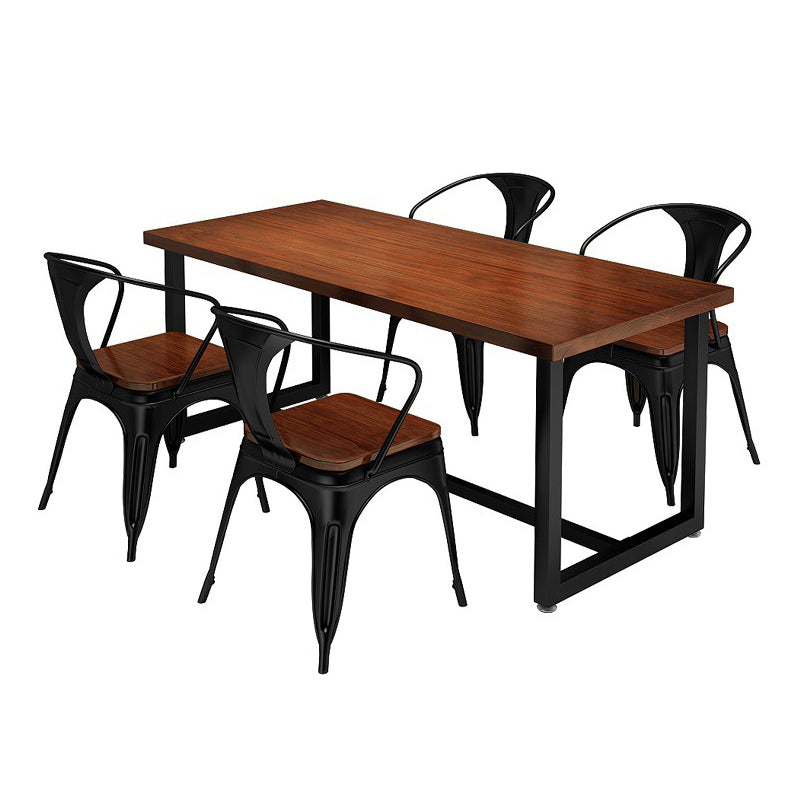 Tavolo da pranzo rettangolare con base nera Tavolo industriale in legno di pino per cucina