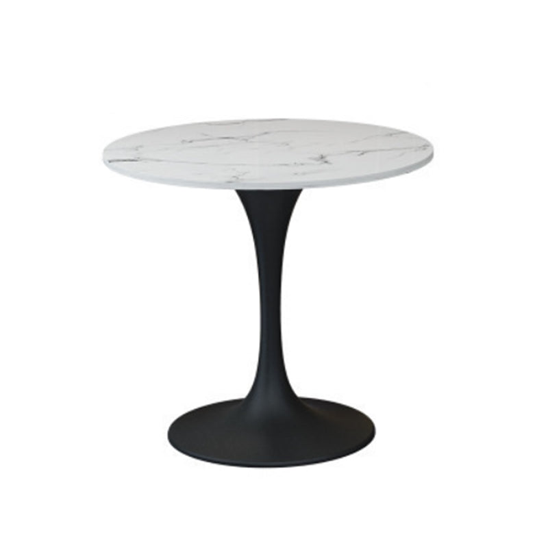 Round Black Base Dining Table Modern Stone Table for Milk Tea Shop 23.6"L x 23.6"W x 29.5"H Without Chairs Clearhalo 'Dining Tables & Seating' 'Dining Tables' 'dining_table' 'furn' 'furn_dining_table' 'Furniture' 'Kitchen & Dining Furniture' 6304325