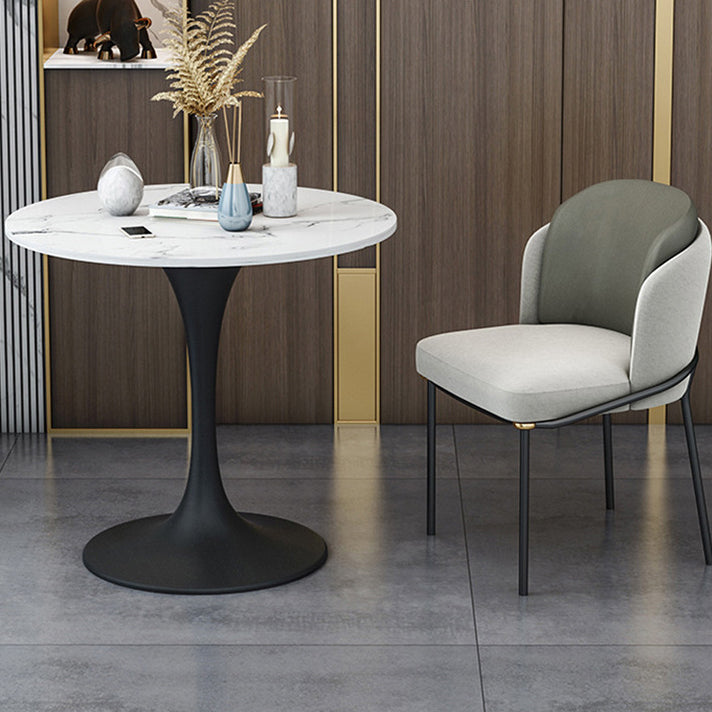 Round Black Base Dining Table Modern Stone Table for Milk Tea Shop Clearhalo 'Dining Tables & Seating' 'Dining Tables' 'dining_table' 'furn' 'furn_dining_table' 'Furniture' 'Kitchen & Dining Furniture' 6304329