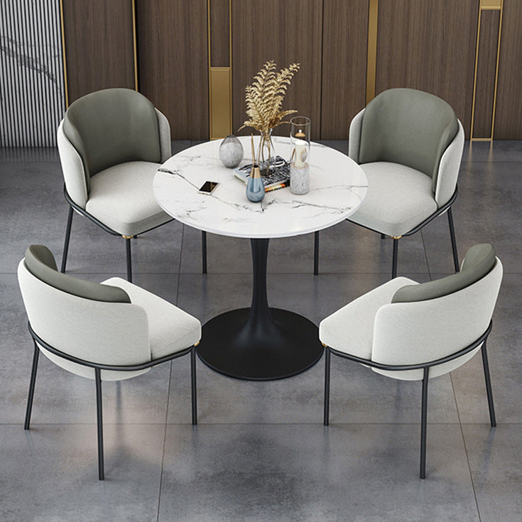 Round Black Base Dining Table Modern Stone Table for Milk Tea Shop Clearhalo 'Dining Tables & Seating' 'Dining Tables' 'dining_table' 'furn' 'furn_dining_table' 'Furniture' 'Kitchen & Dining Furniture' 6304332