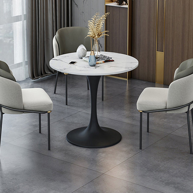 Round Black Base Dining Table Modern Stone Table for Milk Tea Shop Clearhalo 'Dining Tables & Seating' 'Dining Tables' 'dining_table' 'furn' 'furn_dining_table' 'Furniture' 'Kitchen & Dining Furniture' 6304334