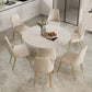 Ronde eettafel met witte basis, moderne stenen tafel voor de keuken
