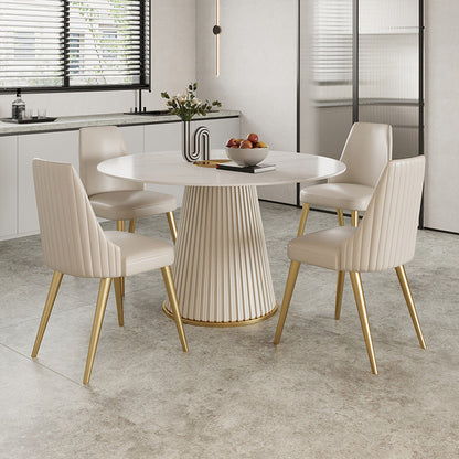 Ronde eettafel met witte basis, moderne stenen tafel voor de keuken