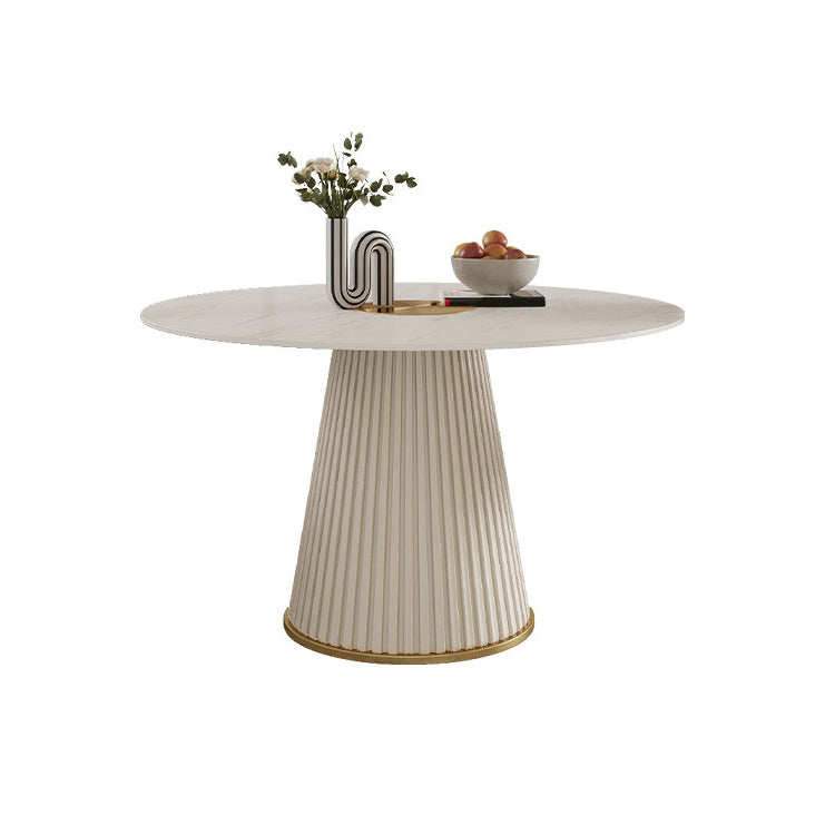 Ronde eettafel met witte basis, moderne stenen tafel voor de keuken
