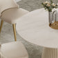 Ronde eettafel met witte basis, moderne stenen tafel voor de keuken