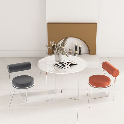Round Transparent Base Dining Table Modern Stone Table for Kitchen