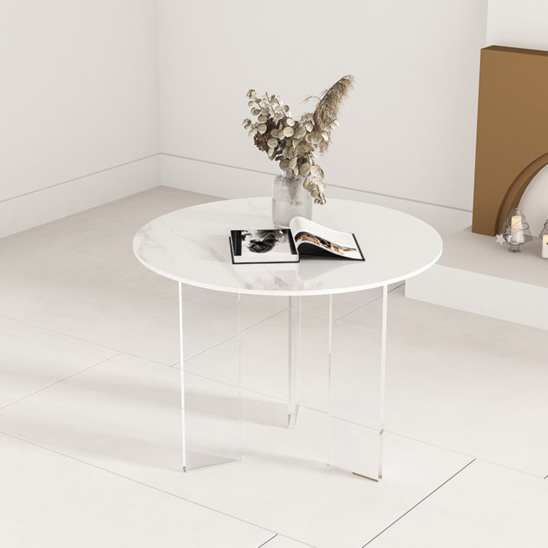 Round Transparent Base Dining Table Modern Stone Table for Kitchen