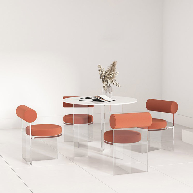 Round Transparent Base Dining Table Modern Stone Table for Kitchen