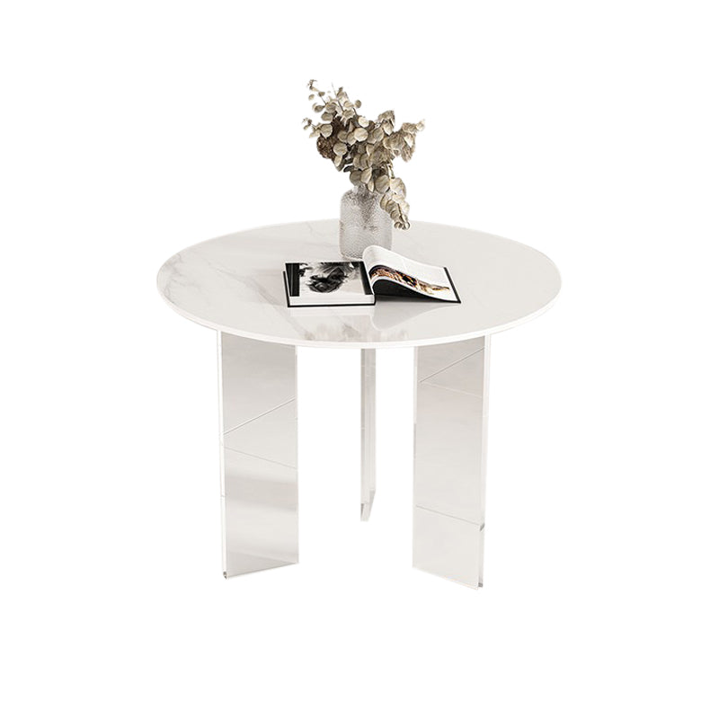 Round Transparent Base Dining Table Modern Stone Table for Kitchen