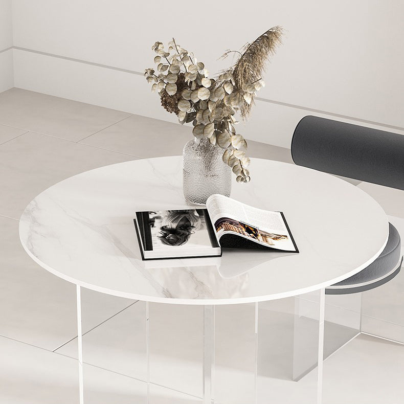 Round Transparent Base Dining Table Modern Stone Table for Kitchen