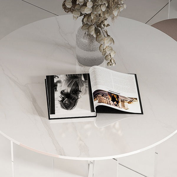 Round Transparent Base Dining Table Modern Stone Table for Kitchen