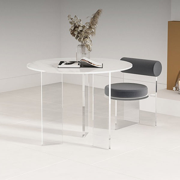 Round Transparent Base Dining Table Modern Stone Table for Kitchen