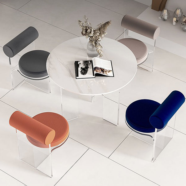 Round Transparent Base Dining Table Modern Stone Table for Kitchen