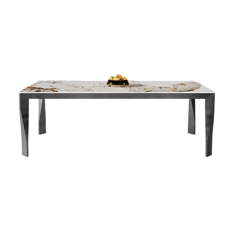 Modern Style Dining Table Sintered Stone Dining Rectangle Table with Metal Legs for Home Clearhalo 'Dining Tables & Seating' 'Dining Tables' 'dining_table' 'furn' 'furn_dining_table' 'Furniture' 'Kitchen & Dining Furniture' 6304370