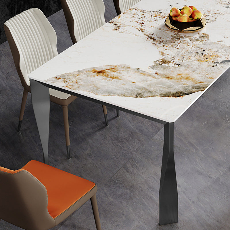 Modern Style Dining Table Sintered Stone Dining Rectangle Table with Metal Legs for Home Clearhalo 'Dining Tables & Seating' 'Dining Tables' 'dining_table' 'furn' 'furn_dining_table' 'Furniture' 'Kitchen & Dining Furniture' 6304371