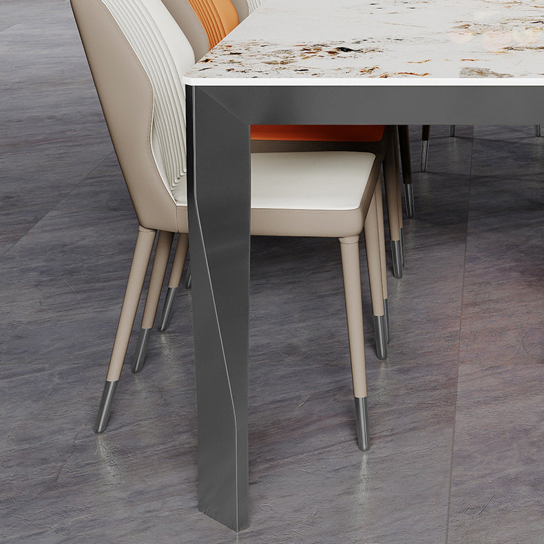 Modern Style Dining Table Sintered Stone Dining Rectangle Table with Metal Legs for Home Clearhalo 'Dining Tables & Seating' 'Dining Tables' 'dining_table' 'furn' 'furn_dining_table' 'Furniture' 'Kitchen & Dining Furniture' 6304374