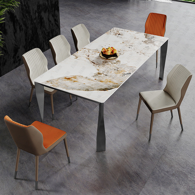 Modern Style Dining Table Sintered Stone Dining Rectangle Table with Metal Legs for Home Clearhalo 'Dining Tables & Seating' 'Dining Tables' 'dining_table' 'furn' 'furn_dining_table' 'Furniture' 'Kitchen & Dining Furniture' 6304375