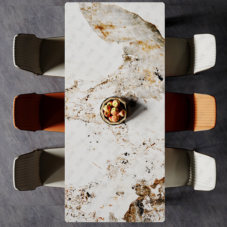 Modern Style Dining Table Sintered Stone Dining Rectangle Table with Metal Legs for Home Clearhalo 'Dining Tables & Seating' 'Dining Tables' 'dining_table' 'furn' 'furn_dining_table' 'Furniture' 'Kitchen & Dining Furniture' 6304377