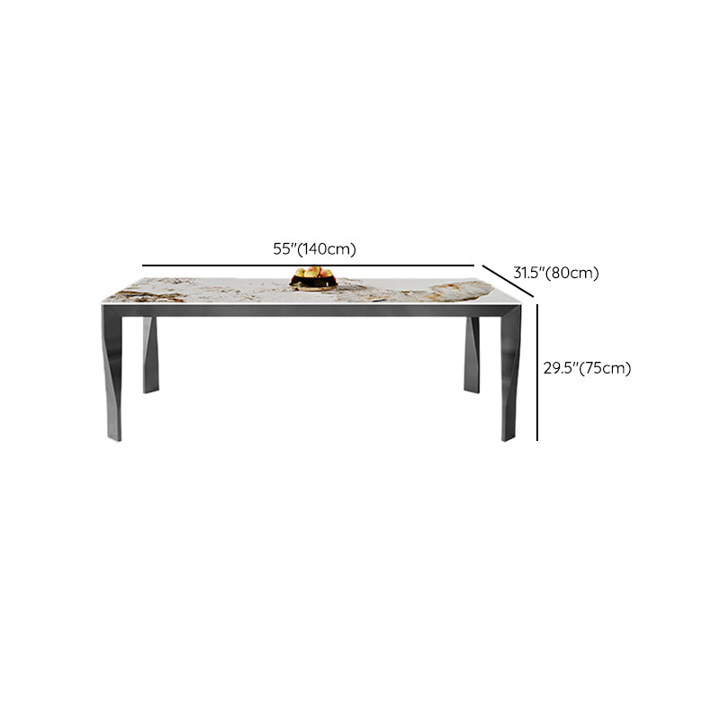 Modern Style Dining Table Sintered Stone Dining Rectangle Table with Metal Legs for Home Clearhalo 'Dining Tables & Seating' 'Dining Tables' 'dining_table' 'furn' 'furn_dining_table' 'Furniture' 'Kitchen & Dining Furniture' 6304378