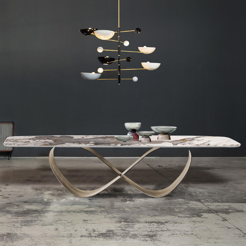 Glam Dining Sintered Stone Table Rectangle Table for Home Use Clearhalo 'Dining Tables & Seating' 'Dining Tables' 'dining_table' 'furn' 'furn_dining_table' 'Furniture' 'Kitchen & Dining Furniture' 6304385
