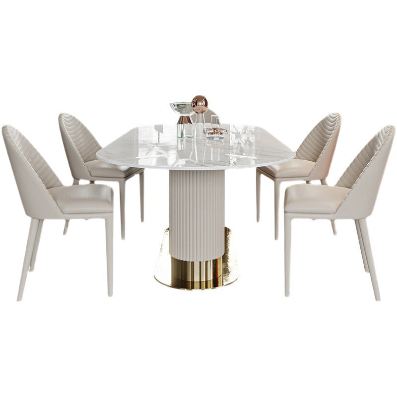 Moderner Esszimmertisch aus gesintertem Stein, ovaler Esstisch für Zuhause