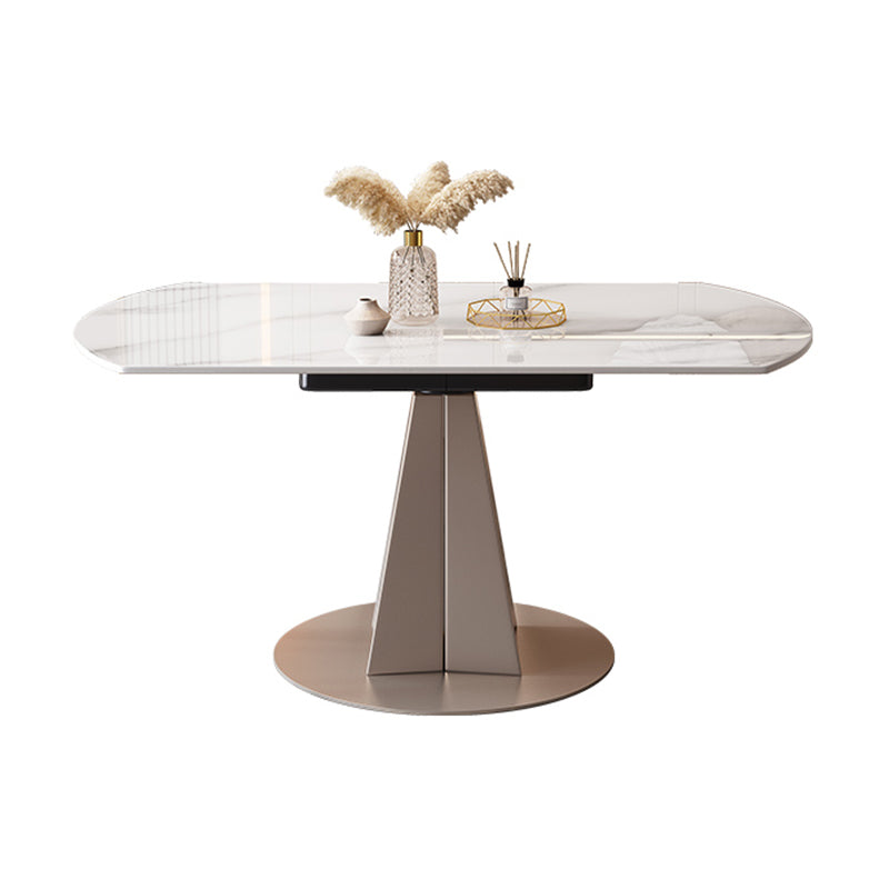 Modern Dining Sintered Stone Table Dining Round Table for Home White 53.1"L x 53.1"W x 29.5"H Without Chairs Clearhalo 'Dining Tables & Seating' 'Dining Tables' 'dining_table' 'furn' 'furn_dining_table' 'Furniture' 'Kitchen & Dining Furniture' 6304441