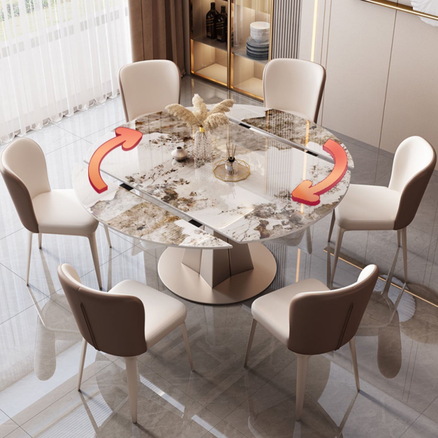 Modern Dining Sintered Stone Table Dining Round Table for Home Clearhalo 'Dining Tables & Seating' 'Dining Tables' 'dining_table' 'furn' 'furn_dining_table' 'Furniture' 'Kitchen & Dining Furniture' 6304445