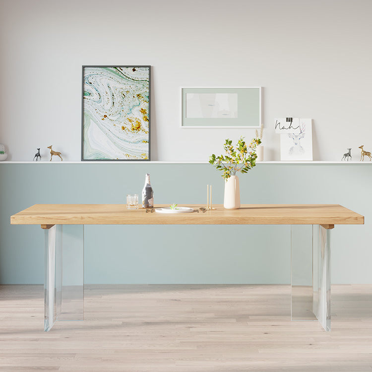 Rectangle Double Base Dining Table Modern Pine Wood Table for Living Room Without Chairs Clearhalo 'Dining Tables & Seating' 'Dining Tables' 'dining_table' 'furn' 'furn_dining_table' 'Furniture' 'Kitchen & Dining Furniture' 6304466