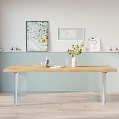 Rectangle Double Base Dining Table Modern Pine Wood Table for Living Room Without Chairs Clearhalo 'Dining Tables & Seating' 'Dining Tables' 'dining_table' 'furn' 'furn_dining_table' 'Furniture' 'Kitchen & Dining Furniture' 6304466