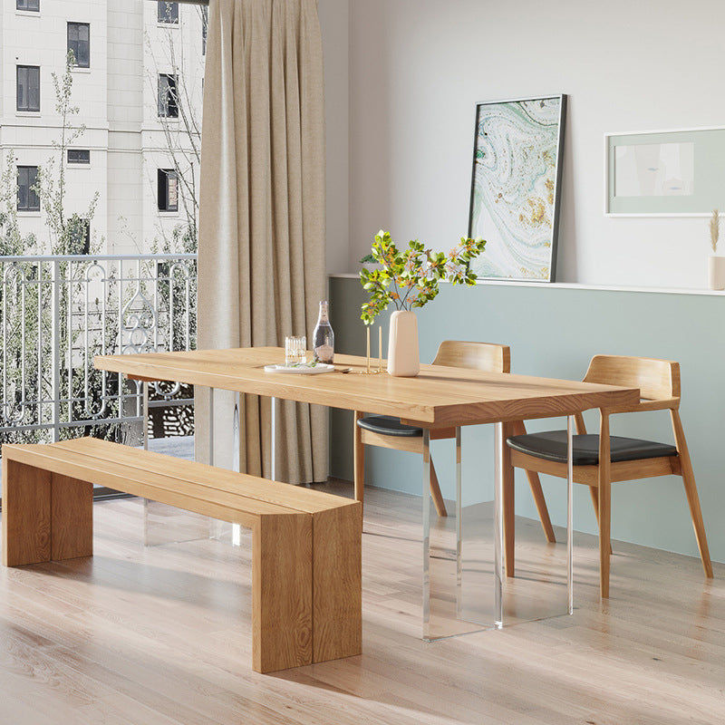 Rectangle Double Base Dining Table Modern Pine Wood Table for Living Room 70.9"L x 31.5"W x 29.5"H Without Chairs Clearhalo 'Dining Tables & Seating' 'Dining Tables' 'dining_table' 'furn' 'furn_dining_table' 'Furniture' 'Kitchen & Dining Furniture' 6304467
