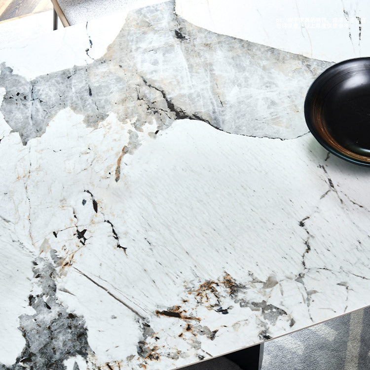 Modern Dining Sintered Stone Table Rectangle Table with Metal Legs for Home