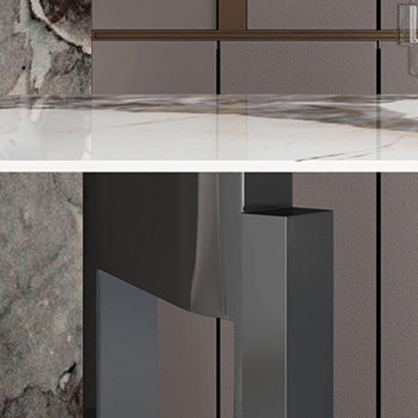 Modern Dining Sintered Stone Table Rectangle Table with Metal Legs for Home