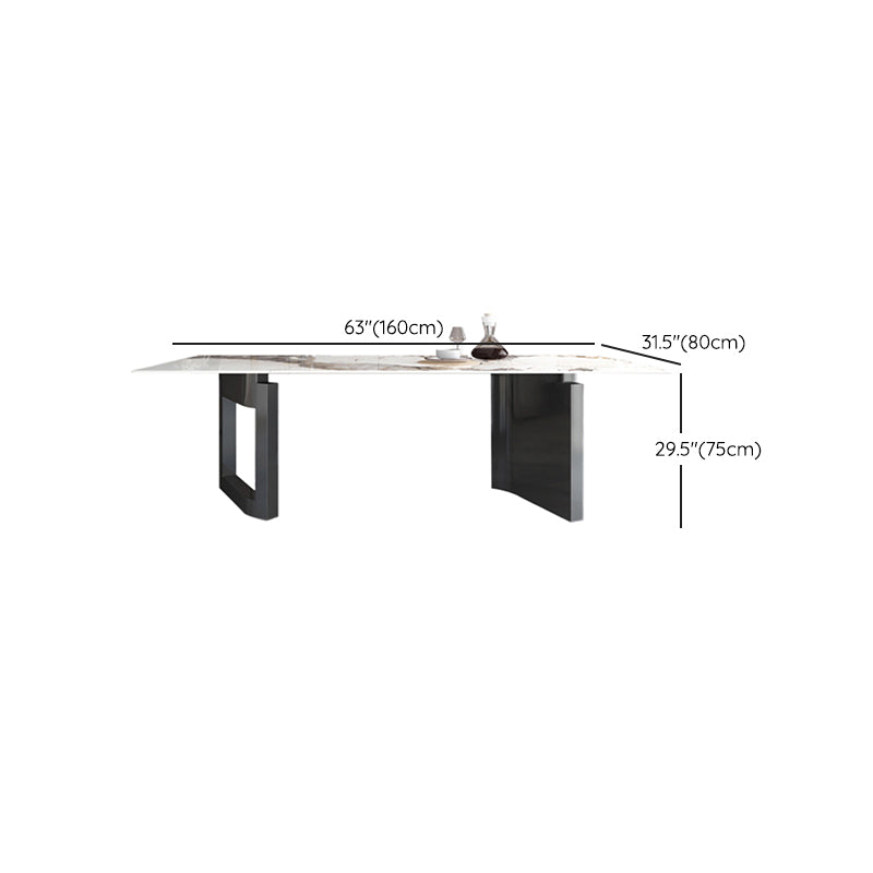 Modern Dining Sintered Stone Table Rectangle Table with Metal Legs for Home