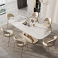 Glam Dining Sintered Stone Table Rectangle Table with Metal Legs for Home 63"L x 35.4"W x 29.5"H Without Chairs Clearhalo 'Dining Tables & Seating' 'Dining Tables' 'dining_table' 'furn' 'furn_dining_table' 'Furniture' 'Kitchen & Dining Furniture' 6304501