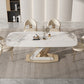 Glam Dining Sintered Stone Table Rectangle Table with Metal Legs for Home 59.1"L x 31.5"W x 29.5"H Without Chairs Clearhalo 'Dining Tables & Seating' 'Dining Tables' 'dining_table' 'furn' 'furn_dining_table' 'Furniture' 'Kitchen & Dining Furniture' 6304503