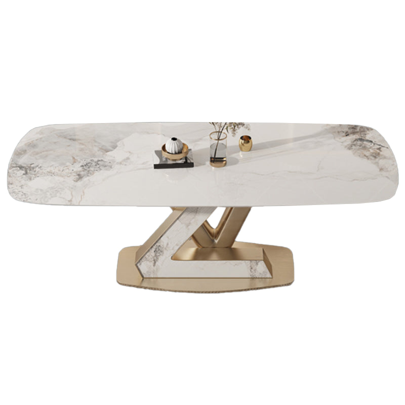 Glam Dining Sintered Stone Table Rectangle Table with Metal Legs for Home Clearhalo 'Dining Tables & Seating' 'Dining Tables' 'dining_table' 'furn' 'furn_dining_table' 'Furniture' 'Kitchen & Dining Furniture' 6304505